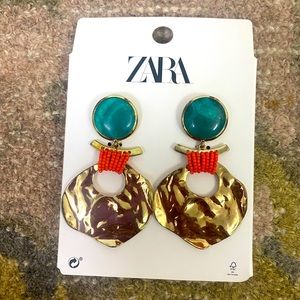 Boho turquoise, gold and orange Earrings